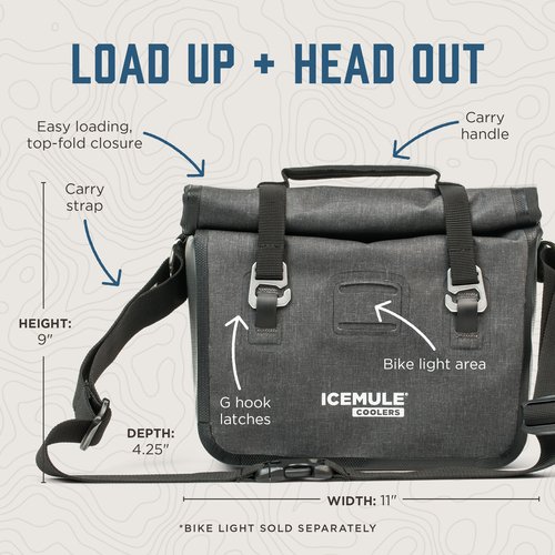 ICEMULE Impulse Bike Bag, Cross-Body Tote and Cooler with Carry Handle, Insulated Lunch Bag, Portable, Waterproof, Soft Sided Cooler, 24+ Hours Cooling, Fits 3 Cans + Ice