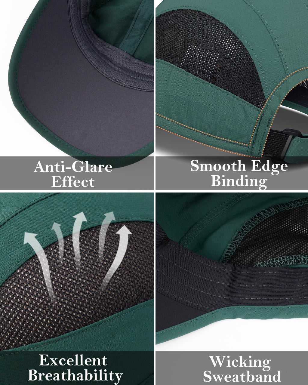 GADIEMKENSD Cooling Running Hat Quick Dry Summer Baseball Cap UPF50+ Sports Sun Caps Breathable Mesh Trucker Dad Hats Unstructured for Golf Tennis Hiking Gym Camp Blackish Green M/L 7-7 1/2