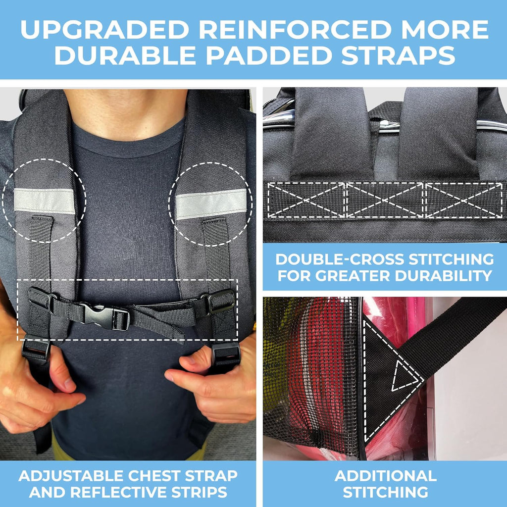 SHYLERO Clear Backpack - Heavy Duty PVC with TSA Lock & 2-Way Zipper | X-Large Black (18''x14''x8'')