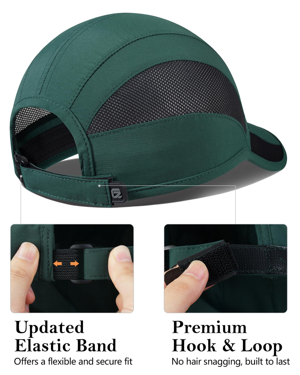 GADIEMKENSD Cooling Running Hat Quick Dry Summer Baseball Cap UPF50+ Sports Sun Caps Breathable Mesh Trucker Dad Hats Unstructured for Golf Tennis Hiking Gym Camp Blackish Green M/L 7-7 1/2