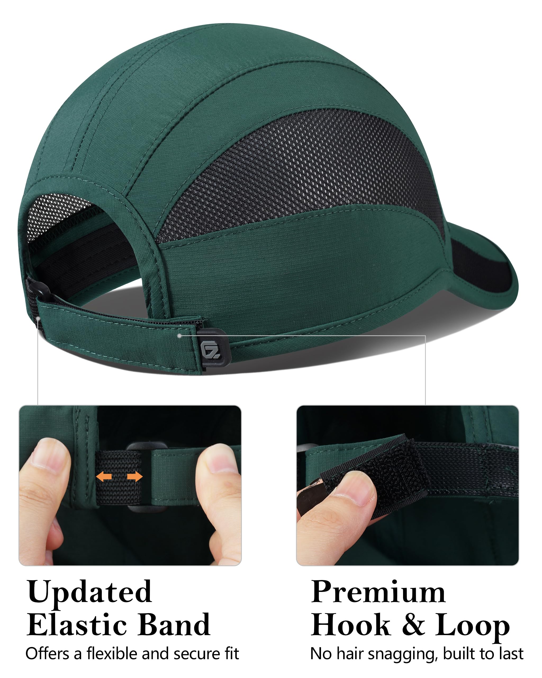 GADIEMKENSD Cooling Running Hat Quick Dry Summer Baseball Cap UPF50+ Sports Sun Caps Breathable Mesh Trucker Dad Hats Unstructured for Golf Tennis Hiking Gym Camp Blackish Green M/L 7-7 1/2