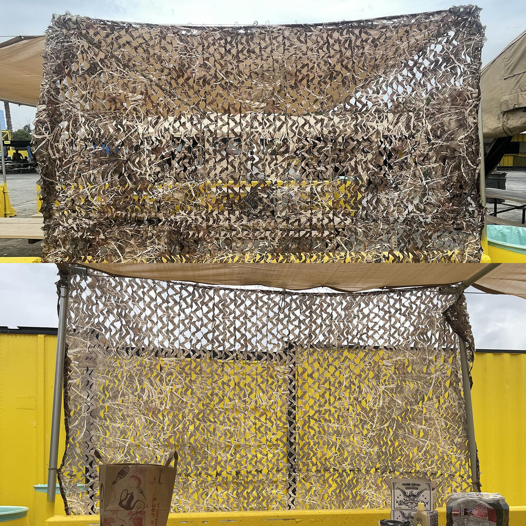 Yeacool Camo Netting for Hunting Blind Camouflage Netting Bulk Roll Burlap Camo Tarp Outdoor Shade for Military Dinosaur Birthday Party Decor Deer Stand Bird Watching(Dry Grass, 9.8ftx19.7ft, 3m*6m)