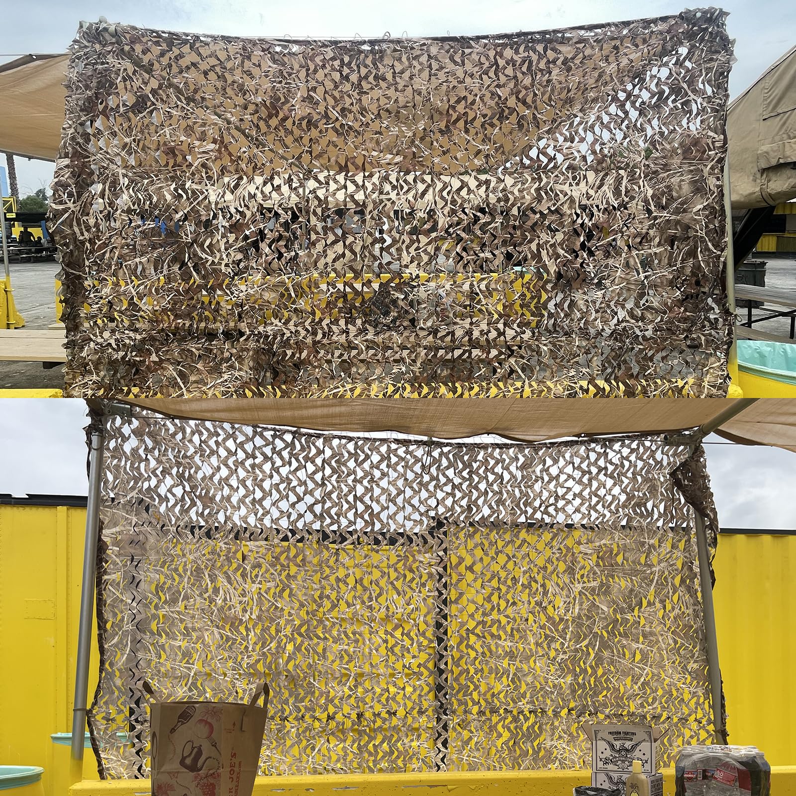 Yeacool Camo Netting for Hunting Blind Camouflage Netting Bulk Roll Burlap Camo Tarp Outdoor Shade for Military Dinosaur Birthday Party Decor Deer Stand Bird Watching(Dry Grass, 9.8ftx19.7ft, 3m*6m)
