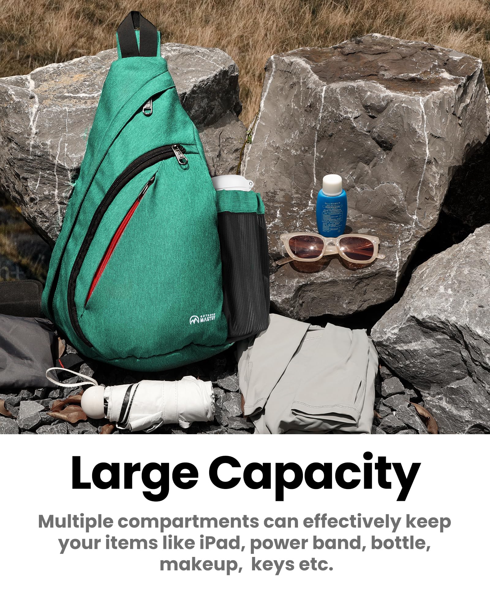 OutdoorMaster Sling Bag, Hiking Daypack, Crossbody Shoulder Chest Urban Outdoor Travel Backpack for Women & Men