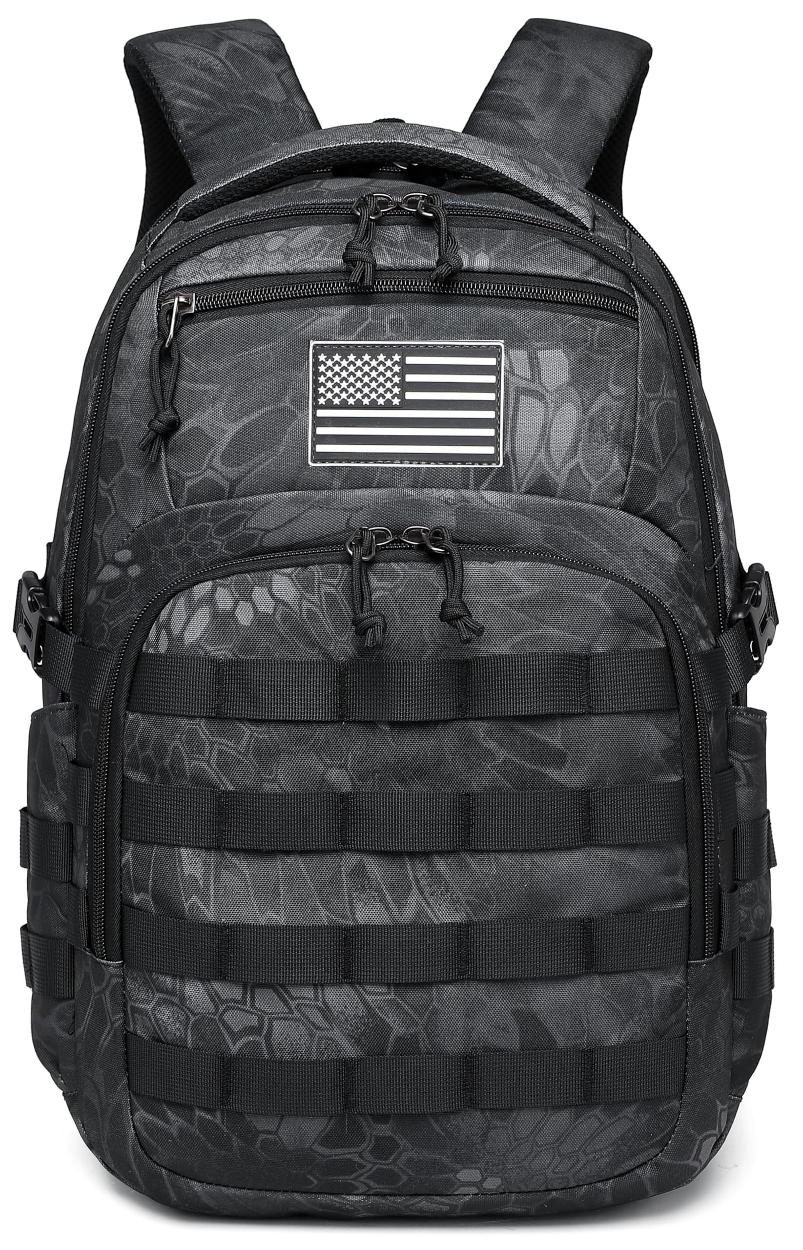 Wotony Military tactical backpack, backpack for men black small tactical assault bag (Python Black, 18.5 inch)