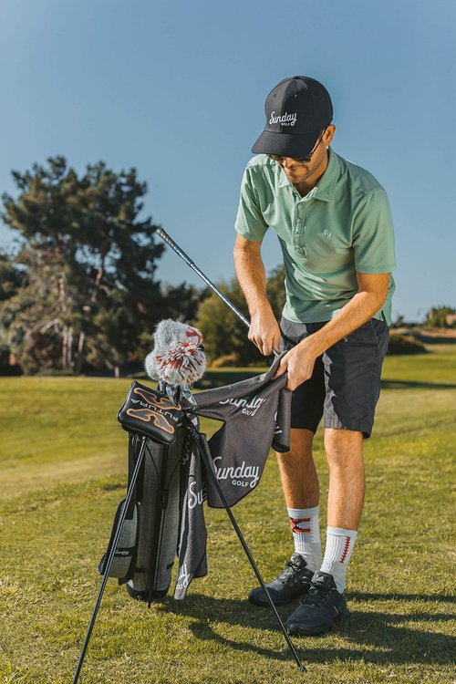 Sunday Golf Microfiber Golf Towel 14 x 40 inches| Premium Fabric | Waffle Pattern with Center Slit