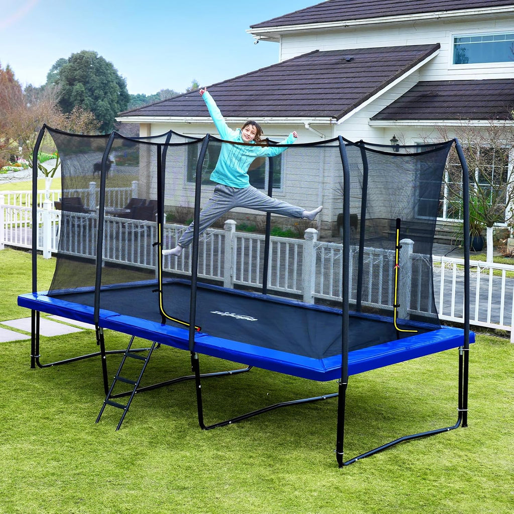 Zupapa Rectangle Trampoline - 1800LBS Weight Capacity | 10x17FT, 9x15FT, 8x14FT - Outdoor Fun for Kids & Adults