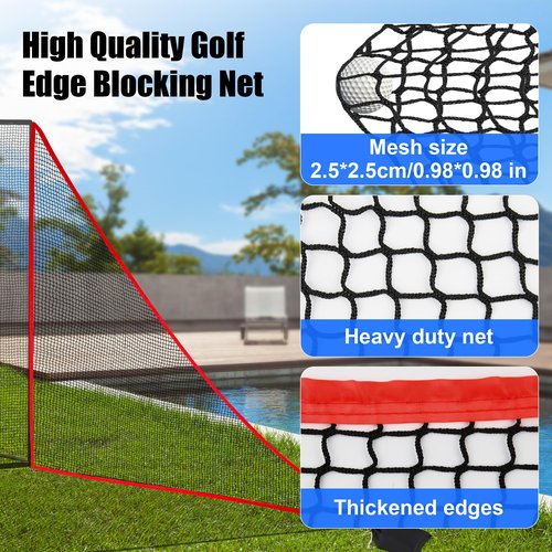 7x7ft 1Pcs Nylon Side Net Golf Accessory with 1 Sang Bag, Easy to Install Side Net for Golf Nets and Simulator Premium Sports Net Hitting Nets (Red)