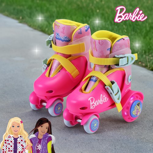 Barbie Kids Trainer Skates - Light Up Wheels, ABEC 5 Bearings, Durable PVC Material, Foam Shoe Lining, Perfect for Active Fun and Adventures, US Size 9-12