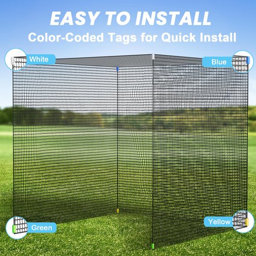 aikeec Golf Practice Hitting Net: 10 x10x 10 Ft Batting Cage Netting with Polyester Mesh, Roped Edges -for Backyard Driving, Garage, Indoor/Outdoor, Golf Simulator (Frame Not Included)