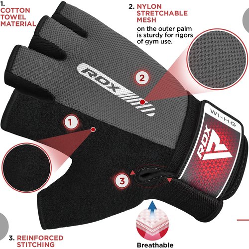 RDX Weight Lifting Gloves Fitness Workout, Anti Slip Padded Full Palm Protection, Ultra Ventilated, Bodybuilding Strength Training HIIT WOD Exercise, Half Finger Men Women Cycling Rowing Climbing