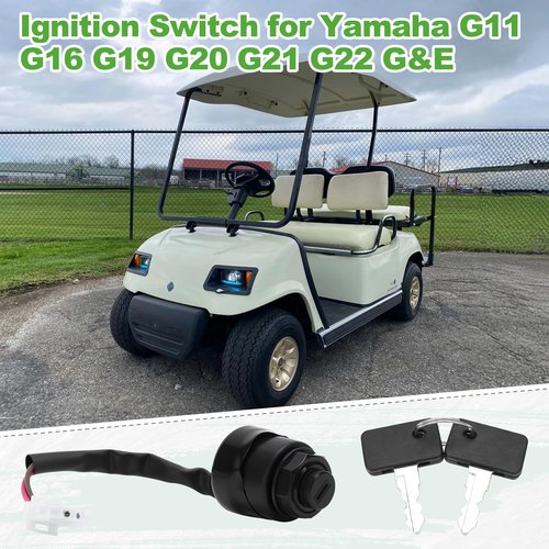10L0L Ignition Key Switch for Yamaha G11, G16, G19, G20, G21, and G22 Gas and Electric Golf Carts - JN8-82510-09-00 Main Switch Assy with Replacement Key J44-82511-00-YY, JU2-H2511-00