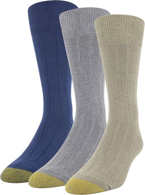 GOLDTOE Men's Nantucket Crew Socks - Comfortable 3-Pair Set for Everyday Wear