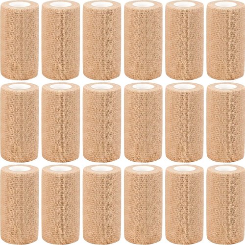 AZEN Self-Adhesive Bandage Wrap - 18 Pack, 4" x 5 Yards, Elastic Skin Color Athletic Tape