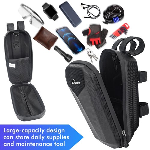 BOBILIFE Bike and Scooter Handlebar Bag - Front Bar Hanging Bag Waterproof EVA Hard Shell Storage Bag Compatible with All Kinds of Scooters, Mountain Bikes, Road Bikes, E-Bikes, Motorcycles