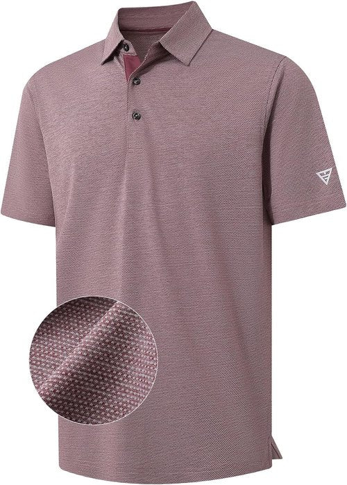 M MAELREG Golf Shirts for Men - Moisture-Wicking Performance Polo | Short Sleeve Heather Jacquard