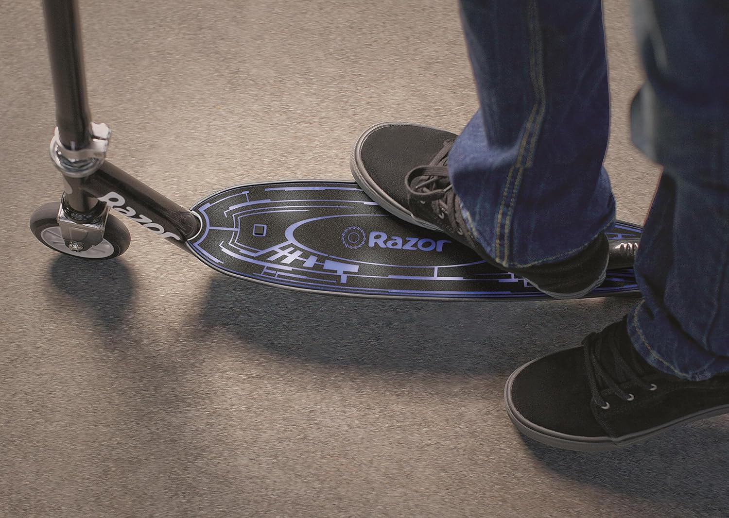 Razor Tekno Kick Scooter - Lightweight Steel Frame with Glowing Blue LED Deck | For Kids 6+