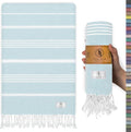 Ossano Turkish Beach Towel - Quick Dry & Absorbent Oversized (39" x 71") | Versatile Travel Blanket & Bath Mat in Baby Blue