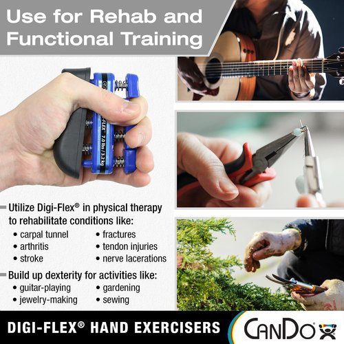 CanDo Digi-Flex Hand and Finger Exerciser Red Light- For Dexterity, Strength, and Flexibility for Fingers, Hands, and Forearms