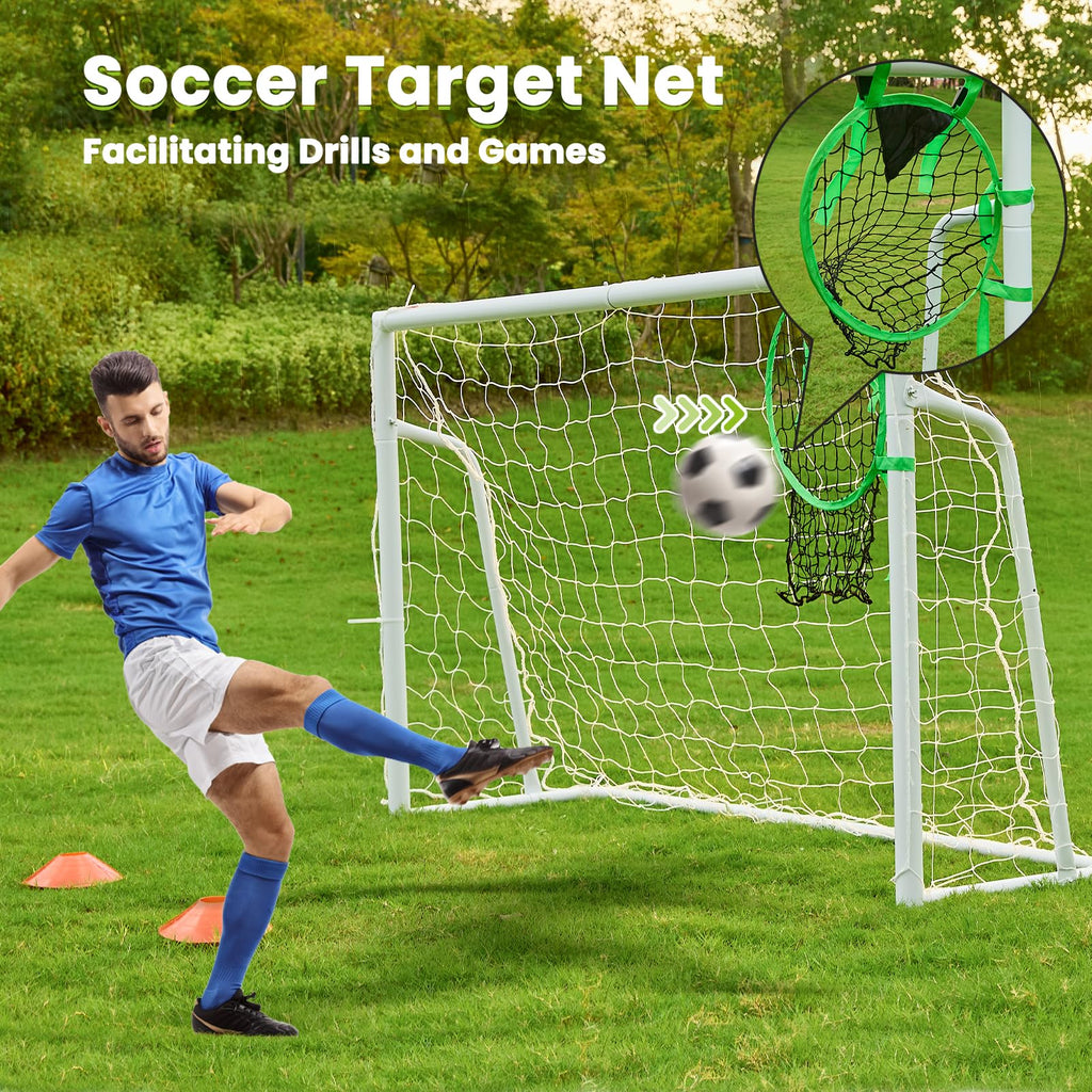 Soccer Goal 6×4, 12×6 and 8×6 FT Soccer Goals for Backyard, 2" Diameter Steel Frame Soccer Goal for Kids and Adults Large Powder Coated Galvanized Steel Goal Post with Soccer Target Net for Training