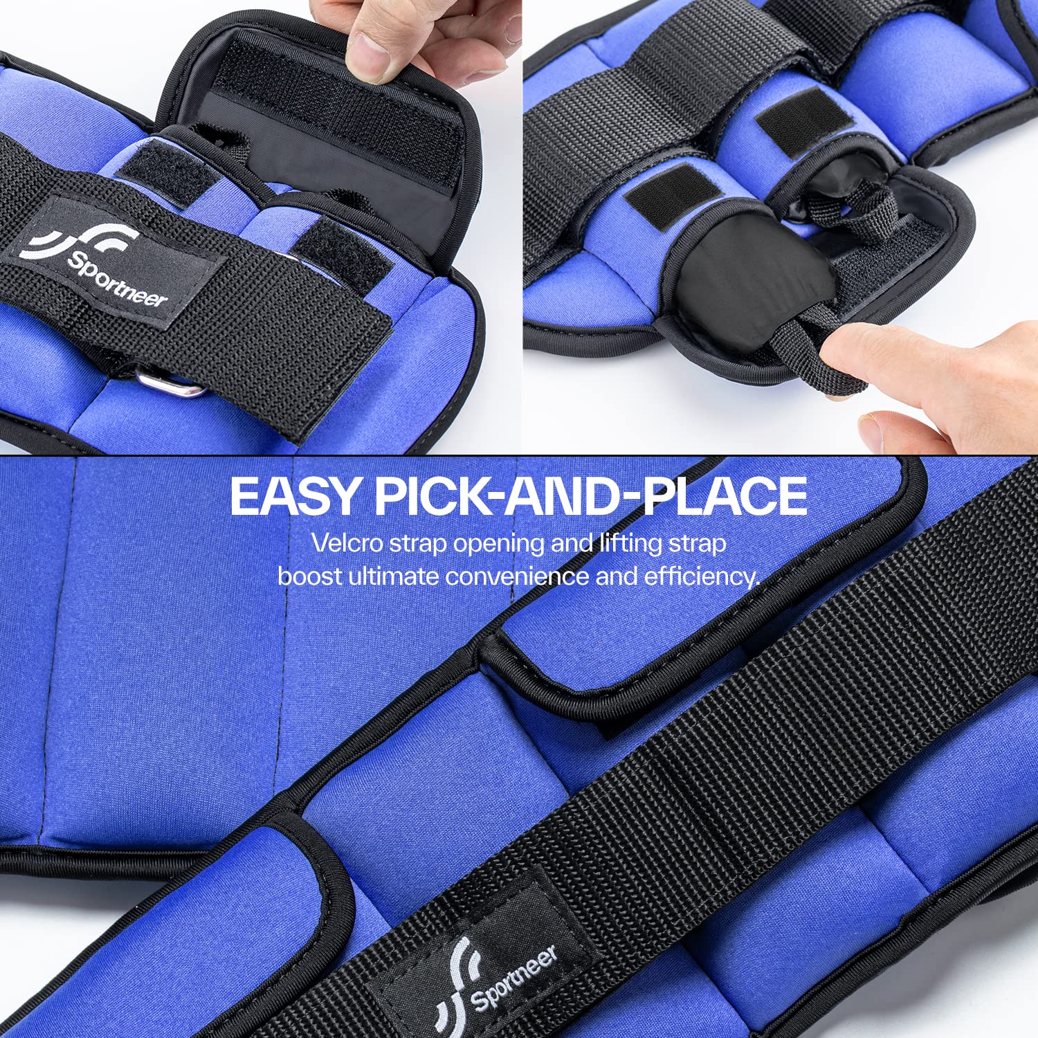 Sportneer Adjustable Ankle Weights for Women and Men：1 Pair 1 2 3 4 6 7 8 10 lbs Upgraded Easily Adjustable Leg Weight, Weighted Wrist Weight Strap for Gym, Fitness, Workout, Walking, Dancing