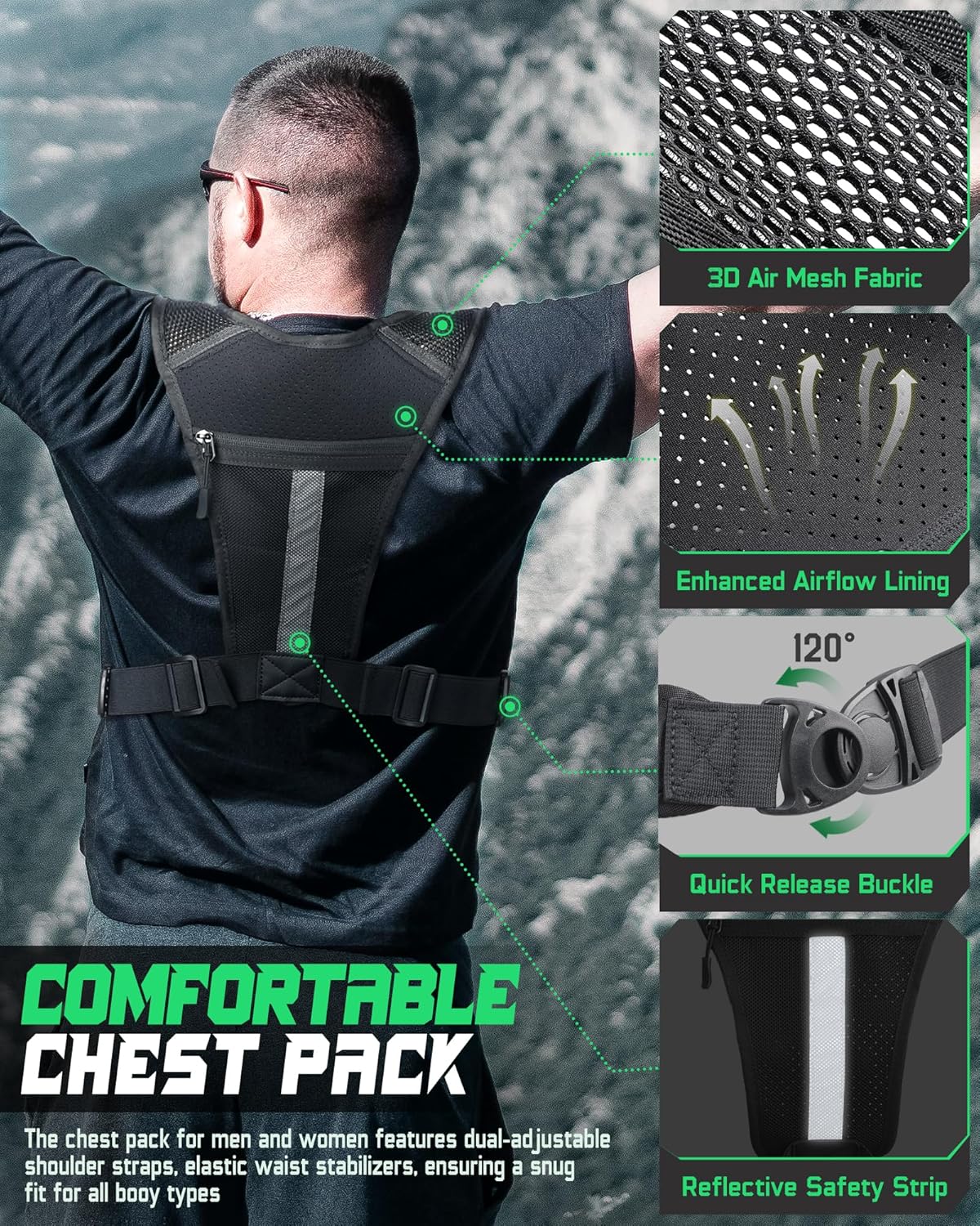 RXW Chest Bag - Tactical Hiking Chest Pack for Men & Women | Lightweight, Versatile Design for Outdoor Adventures