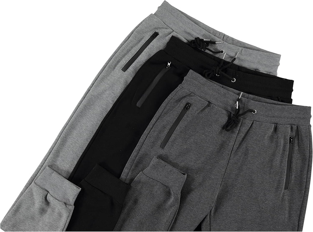 PURE CHAMP Men's Fleece Sweatpants - 3 Pack Athletic Joggers with Zipper Pocket | Sizes S-3XL