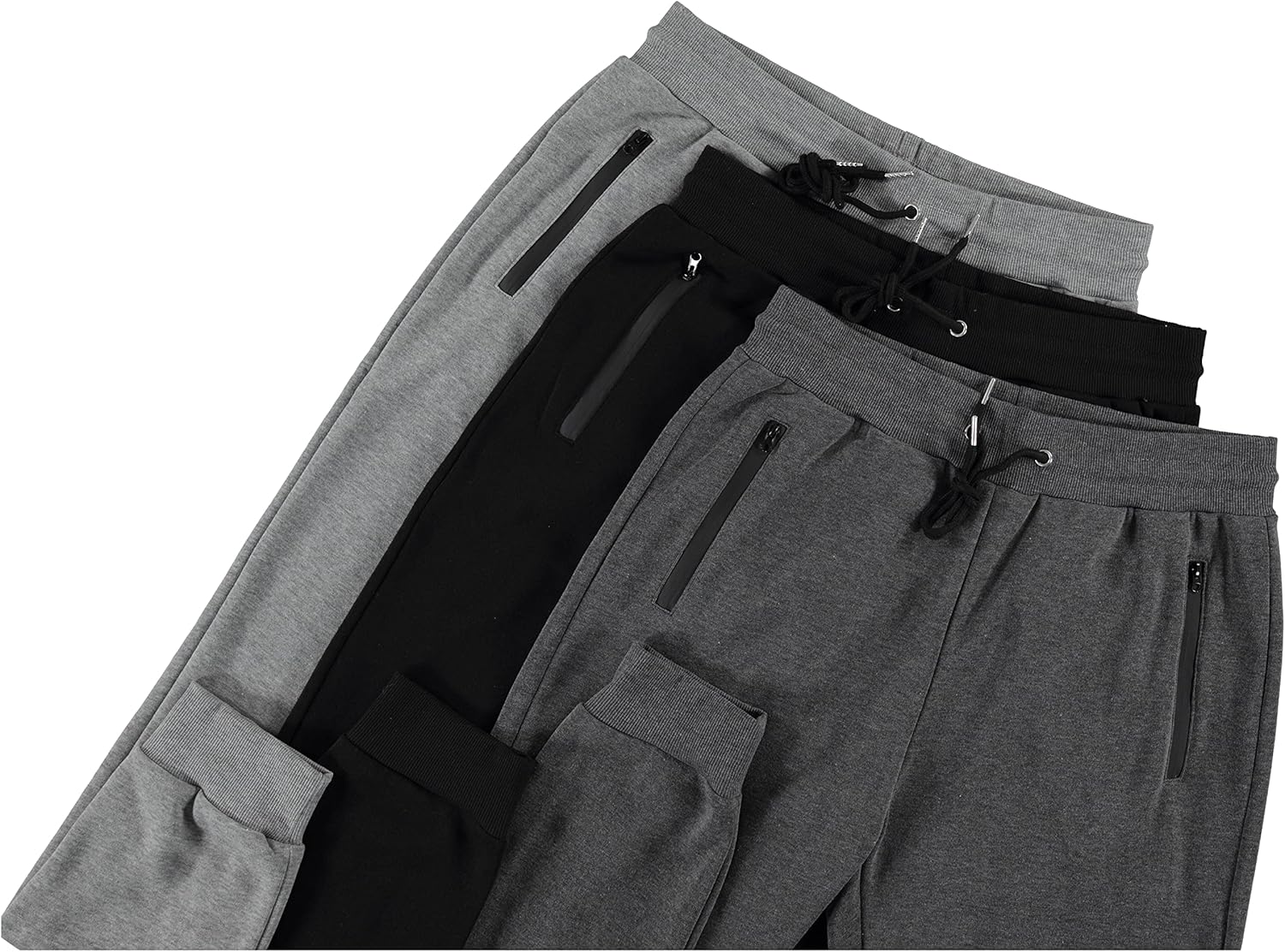 PURE CHAMP Men's Fleece Sweatpants - 3 Pack Athletic Joggers with Zipper Pocket | Sizes S-3XL