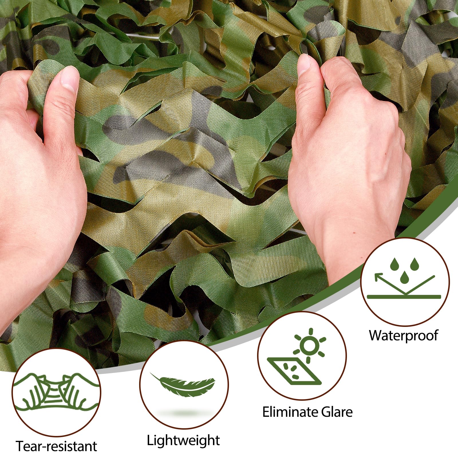 Yeacool Camo Netting Camouflage Netting Bulk Roll Burlap Camo Tarp Sunshade Net for Hunting Blind Military Dinosaur Birthday Theme Party Decoration (Woodland Camo, 4.9ftx26.2ft, 1.5m*8m)
