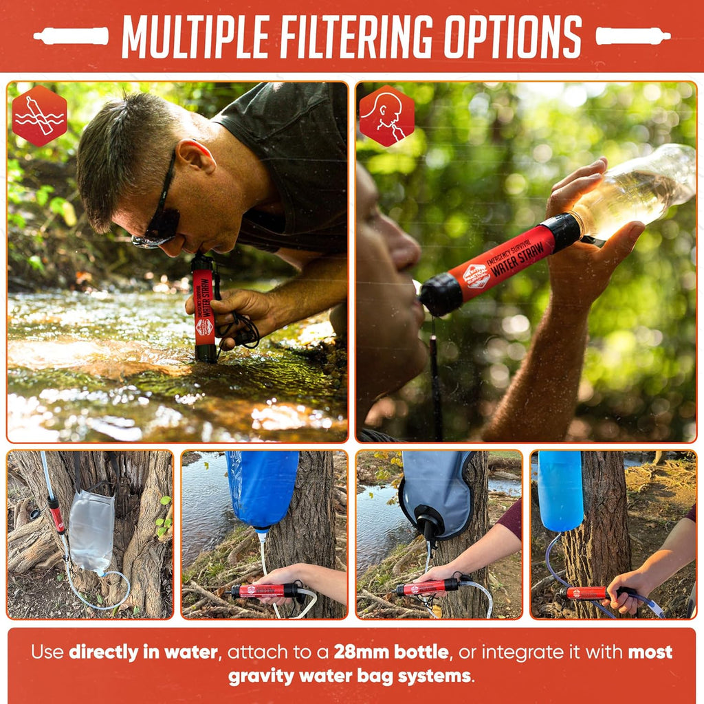 Skiennix High-Capacity Emergency Water Straws - Lightweight & Reusable | 1800-Gallon Filters for Camping, Hiking, Travel, and Survival