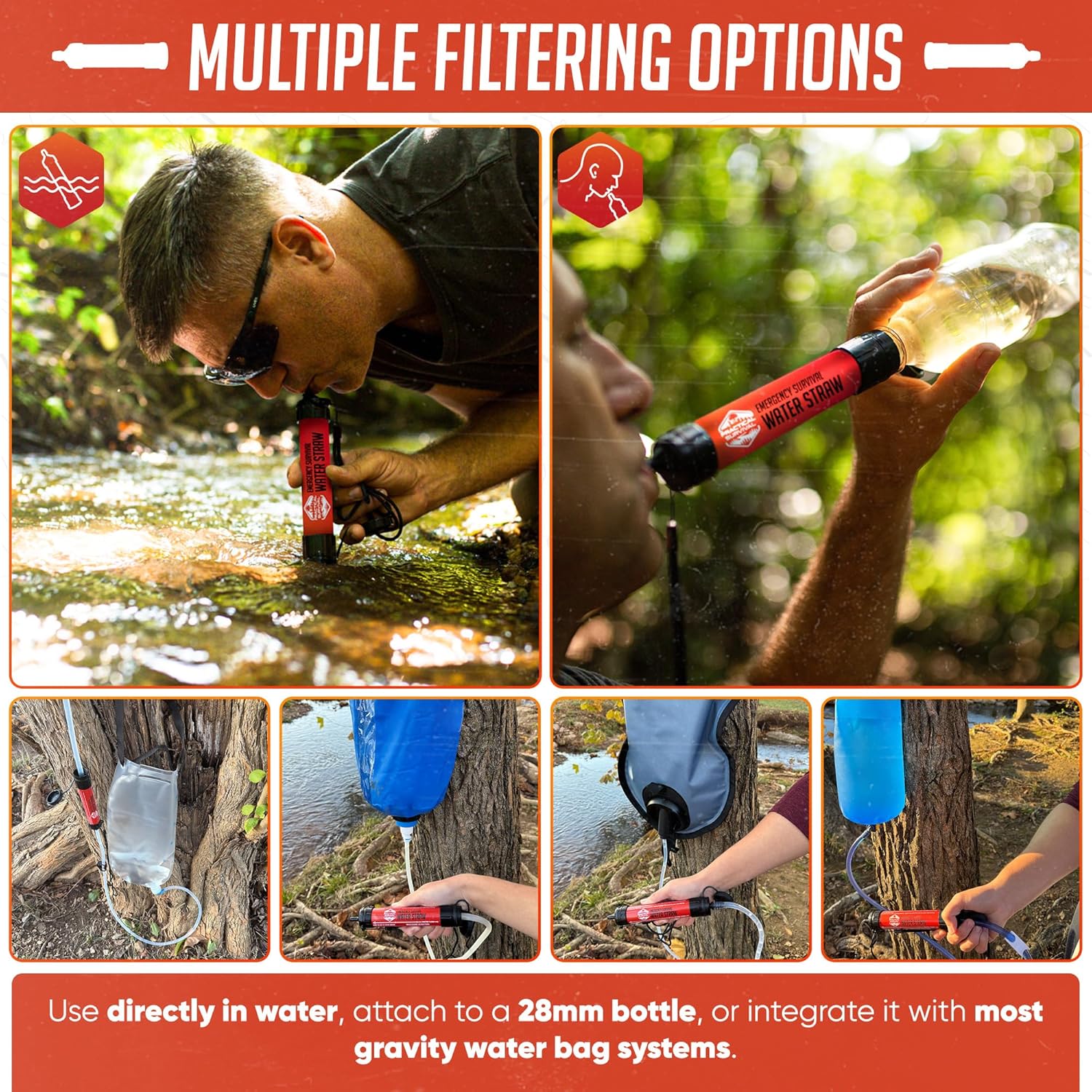 Skiennix High-Capacity Emergency Water Straws - Lightweight & Reusable | 1800-Gallon Filters for Camping, Hiking, Travel, and Survival