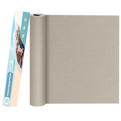 KING MOUNTAIN Canvas Repair Patch - 16"x30" Self-Adhesive Waterproof Fabric for Sofas, Tents & More (Grey)