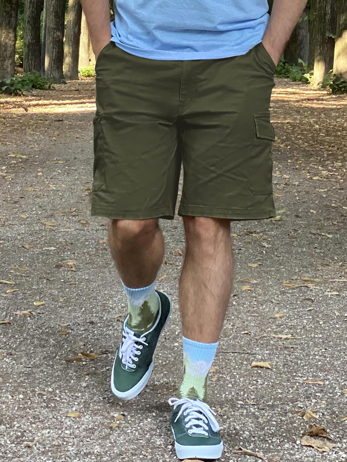 TACVASEN Men's Cargo Shorts - Comfortable Twill Cotton with 6 Pockets | Elastic Waist Design