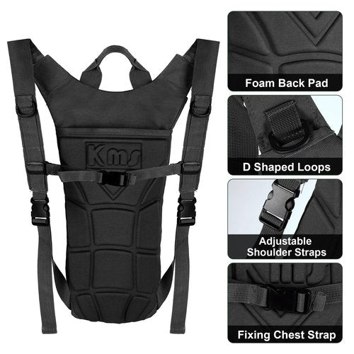 Outplea Tactical Hydration Pack Backpack with 3L Water Bladder for Men, Leakproof Military Rave Water Backpack for Running Hiking Cycling Jogging Festival, Black