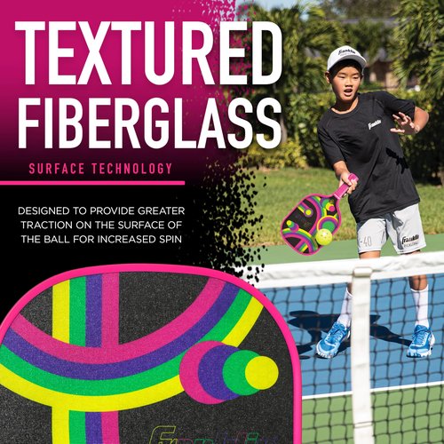 Franklin Sports Kids Pickleball Paddle - Forte Youth Racket for Kids - Junior Paddle Series - USA Pickleball (USAPA) Approved - 10mm Polypropylene Core - Pink