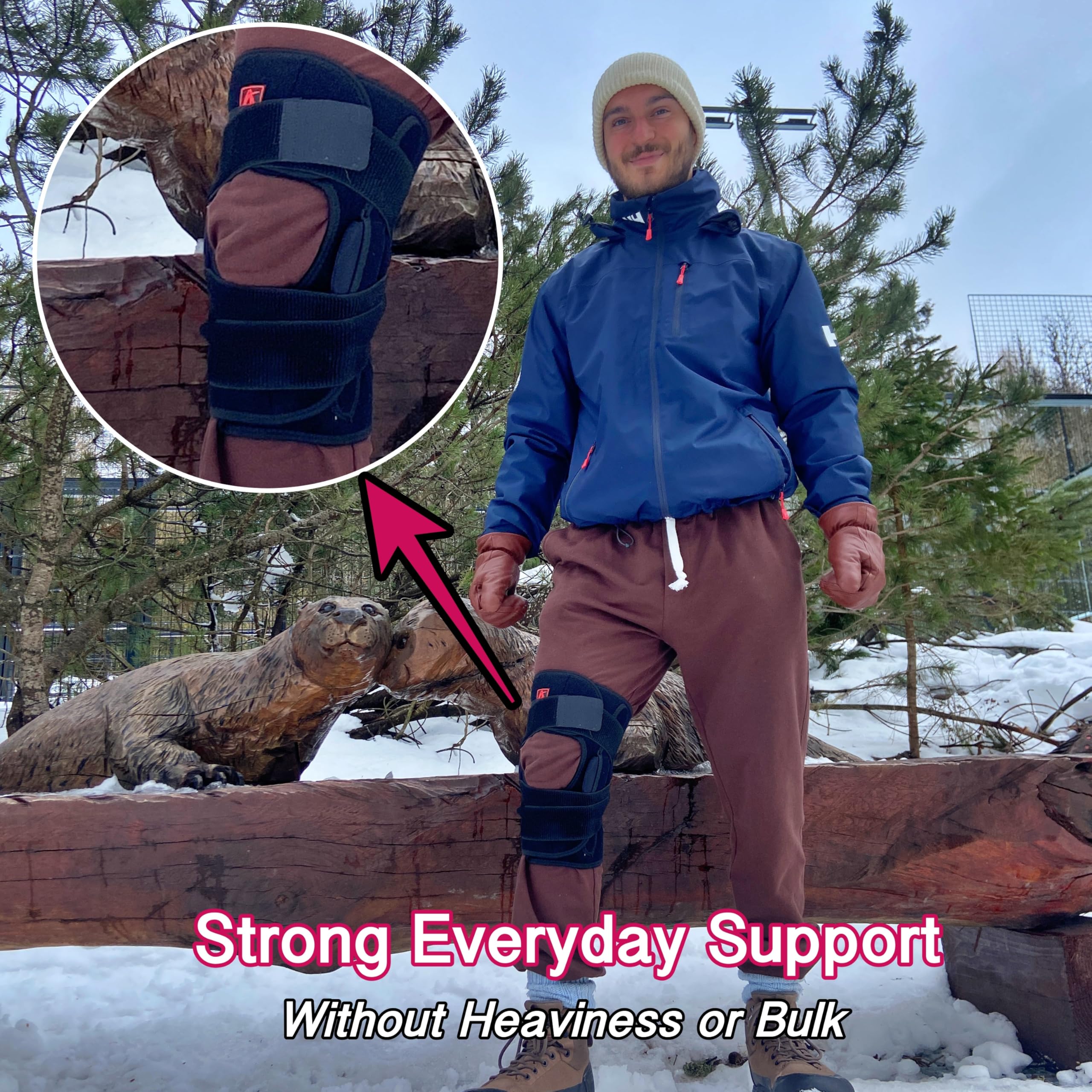 Hinged Knee Brace Support with Strap & Side Patella Stabilizers for Protection & Pain Relief for Arthritis, Meniscus Tear, ACL, MCL - Sports Compression Wrap for Running & Recovery - Men & Women