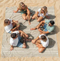 **LANE LINEN Turkish Beach Blanket - Sandproof, Lightweight & Quick-Dry, 82"x82", Perfect for Summer Vacations & Yoga - Beige**