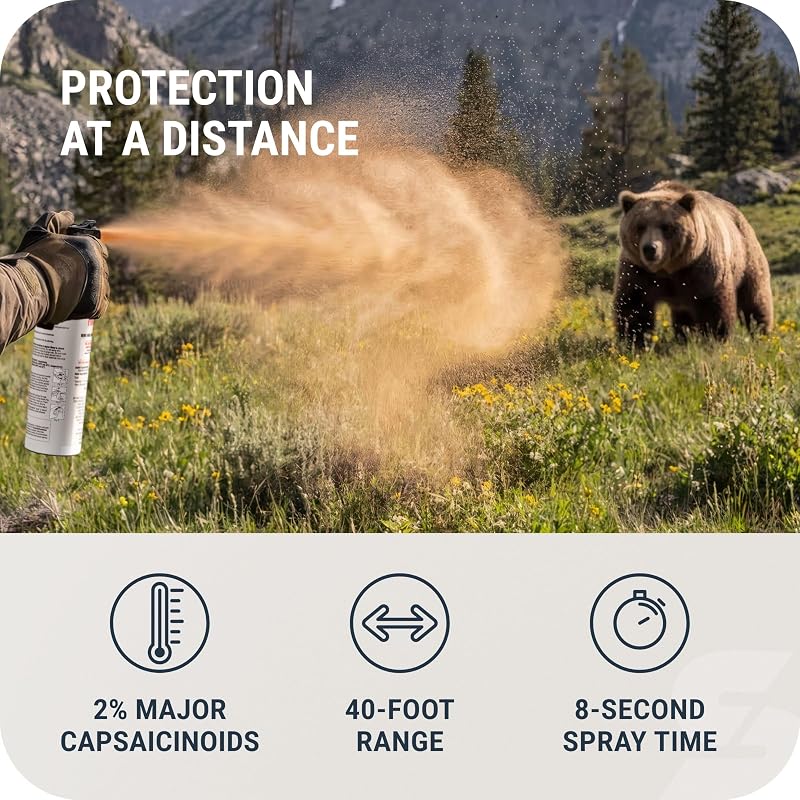 Bear Spray with Belt Holster - 9.2 oz, 2.0% CAPSAICINOIDS, 40 ft Range, EPA Registered