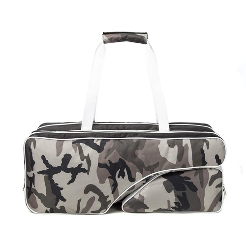 K-Cliffs Tennis Racket Bag | Deluxe Ballistic Nylon Travel Duffel | Shoe Compartment Snow Camo White Black