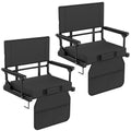 Annzoe Stadium Seats for Bleachers with Back Support, 600 Lbs Rated with Lightweight Soft Comfort Cushion, Stadium Seating for Bleachers with Adjustable Back Support and Shoulder Strap (Black)
