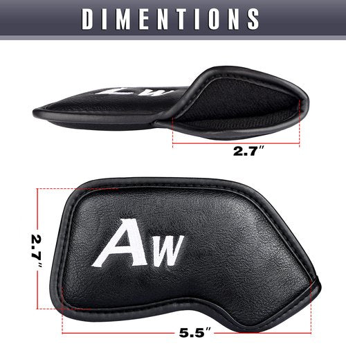 CHAMPKEY Premium Golf Club Covers for Men 12 Pack - Comfortable Polyurethane Golf Iron Covers - Ideal Golf Head Covers for Clubs