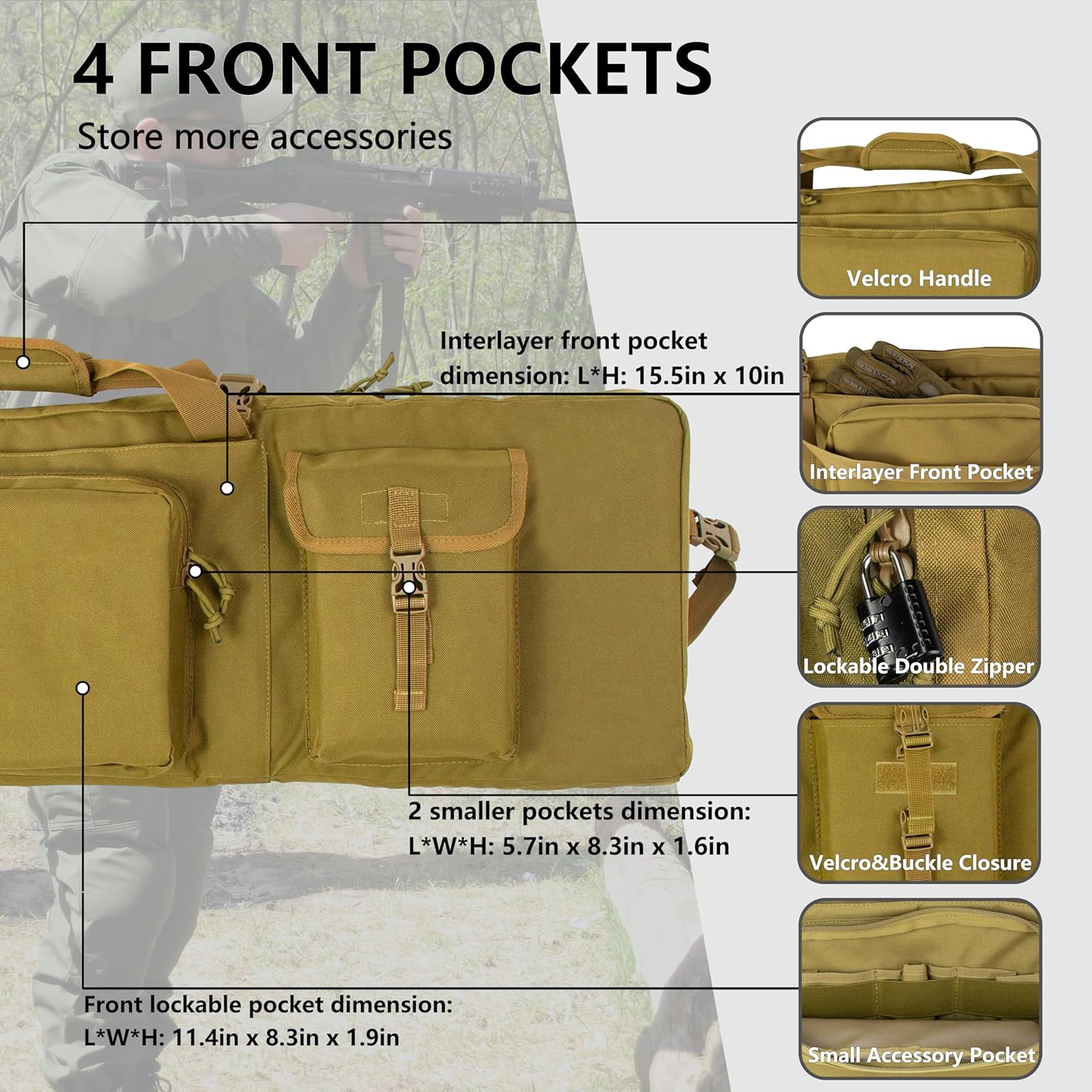 WOLFHUNT Tactical Double Rifle Case - Lockable Soft Bag Backpack for 48", 42", & 36" Rifles | Portable Gun Storage