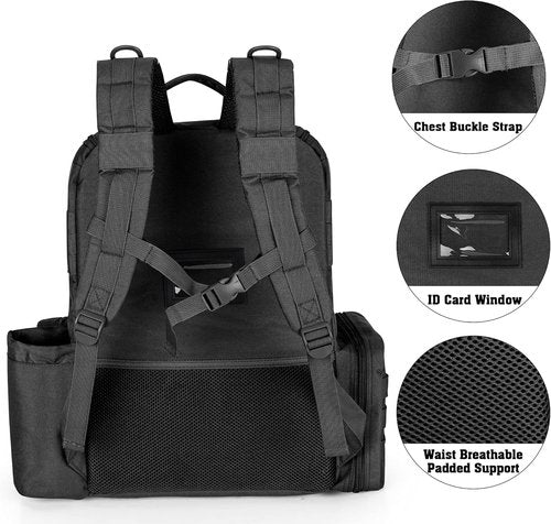 DSLEAF Tactical Range Pistol Backpack - 6 Pistol Cases & 9 Magazine Slots for Shooting & Hunting