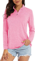 MAGCOMSEN Women's UPF 50+ Sun Shirt - Long Sleeve 1/4 Zip Pullover for Quick Dry Hiking & Running