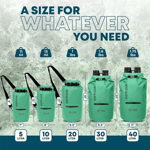 Earth Pak Waterproof Dry Bag - Zippered Pocket Keeps Gear Dry | Durable & Lightweight Design