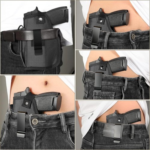 Concealed Carry Holster with Mag Pouch Fits Pistols with Light/Laser, Universal IWB/OWB Holsters for Men Women Fits Right Hand and Left