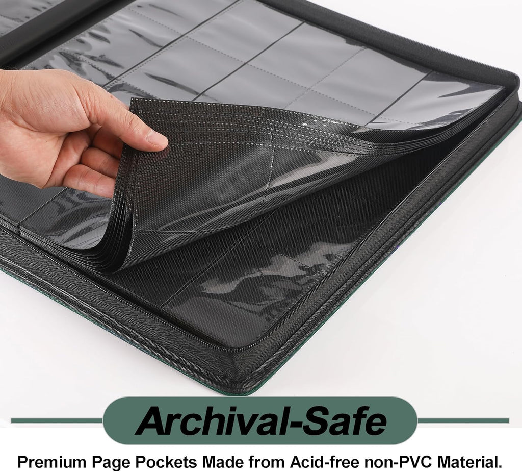 Premium 2000 Pocket Card Binder - Ringless Trading Card Album Fits 2000 Cards | Blackish Green