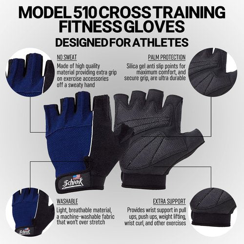 Schiek Sports 510 Cross Training Fitness Gloves - Weight Lifting Gloves