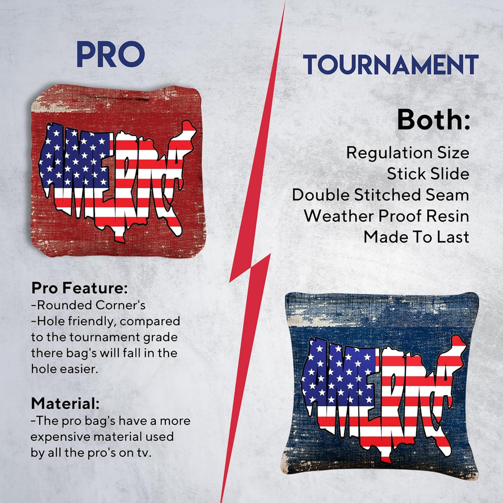 Pro Cornhole Bags by CornholeGamesUSA - Regulation Set of 8 for Tournament Play | Slick n Stick Design