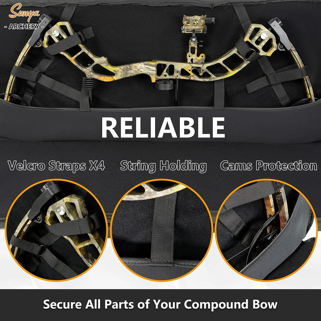 SUNYA Compound Bow Case - Neoprene String Protection & Padded Sling | Soft Carrying Case for Archery Gear